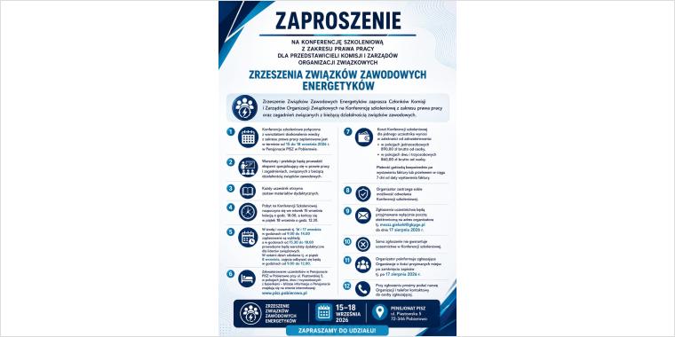 Zapraszamy na Konferencje szkoleniową w Pobierowie  15-18 września 2026 r.  