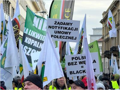 Transformacja energetyczna - Manifestacja związków zawodowych w dn. 9 stycznia 2025r w Warszawie